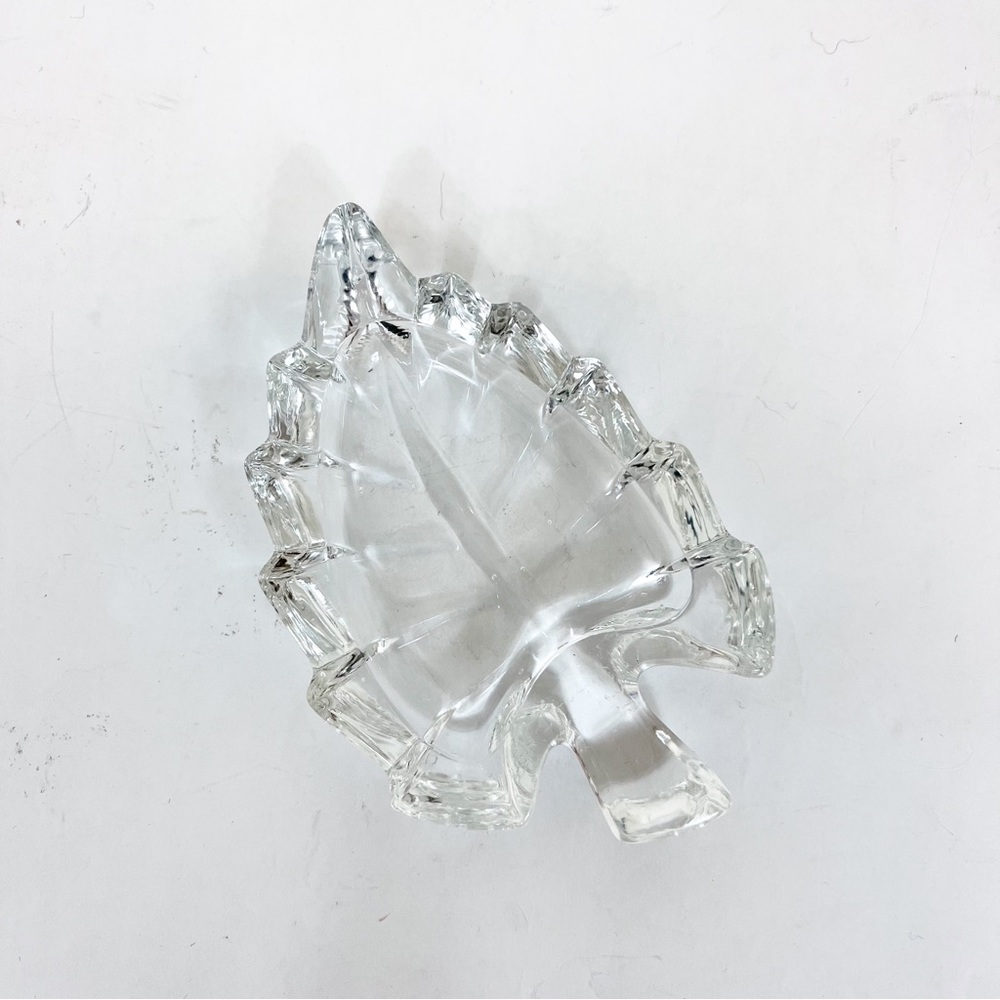 Vintage Zajecar 24% Lead Crystal Leaf Shaped Trinket Dish